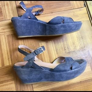 Grey suede Stuart Weiztman wedges 8.5